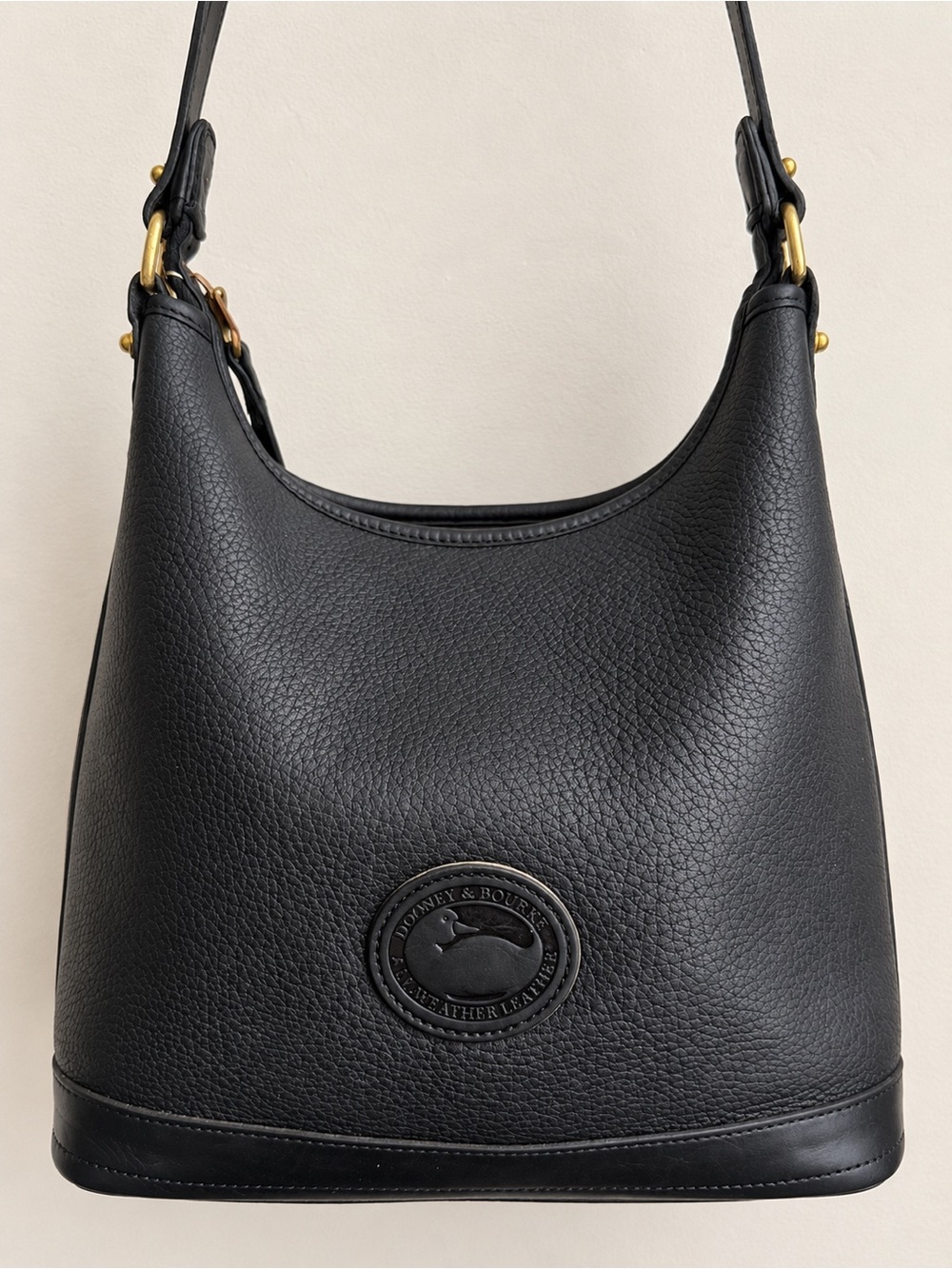 Dooney & Bourke Vintage Black Pebbled Leather Shoulder Hobo